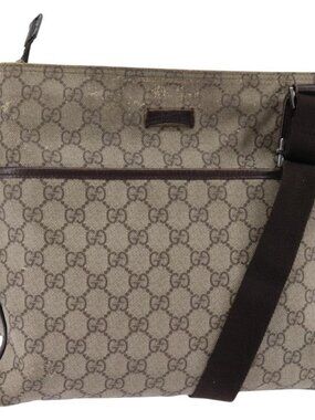 Authentic GUCCI GG Supreme Shoulder Bag PVC Beige 141626